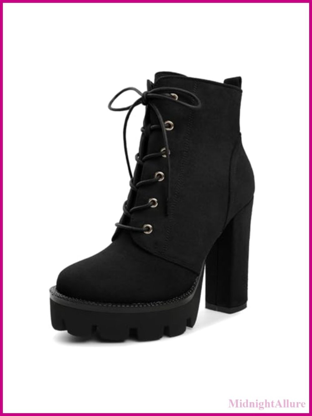 Women's Faux Suede Combat Ankle Boots Platform Heel Booties Lace Up